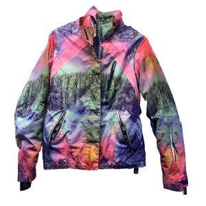 GSOU SNOW 15k Womens Size XS Colorful Forest Snowboard Ski Waterproof Jacket